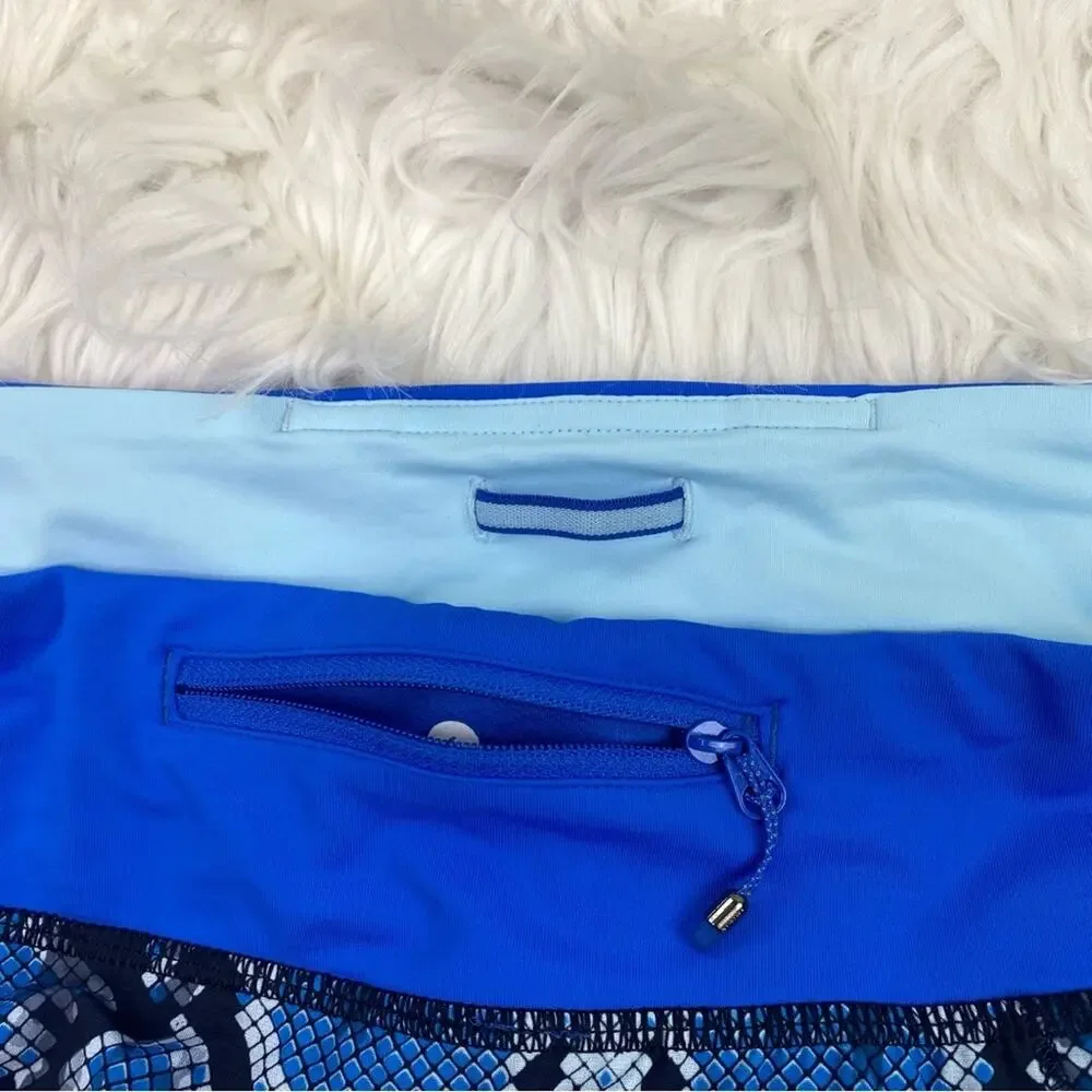 Lululemon Speed Short Mini Ziggy Snake Caspian Blue Pipe Dream Size 6‎